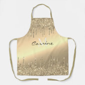 モノグラムアンティーク金ゴールド滴下グリッター金属 エプロン (正面)