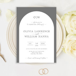 モノグラムアーチシルバーグレー結婚式招待状 招待状