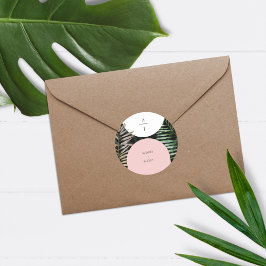 モノグラムアーチトロピカルパーム結婚ツリー ラウンドシール