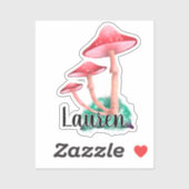 モノグラムアートかわいいトレンディーキノコ – 名前Stiを追加 シール (シート)