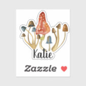 モノグラムアートかわいいトレンディーキノコ – 名前Stiを追加 シール (シート)