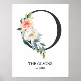 モノグラムアートプリント、手紙O結婚、子供部屋 ポスター