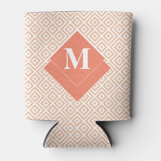 モノグラムアールデコオレンジ幾何学模様 缶クーラー (正面)