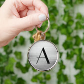 モノグラムアールデコシルバーサテンストライプズ キーホルダー (手)