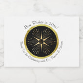 モノグラムアールデコスターブラックと金ゴールド スパークリングワインラベル (シングルラベル)