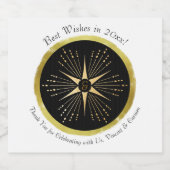 モノグラムアールデコスターブラックと金ゴールド スパークリングワインラベル (シングルラベル)