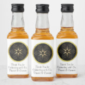 モノグラムアールデコスターブラックと金ゴールド リキュールボトルラベル (ボトル)