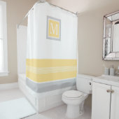 モノグラムイエローとグストライプのレ縁どイ シャワーカーテン (インサイチュ)