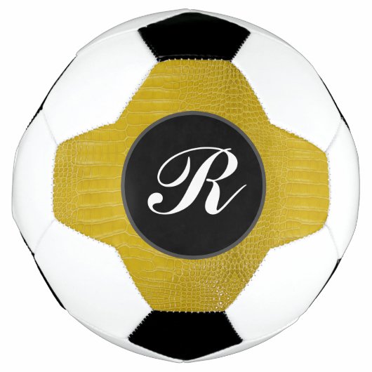 モノグラムイエローアリゲータテクスチャプリント サッカーボール (正面)