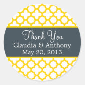 モノグラムイエロークローバーと木炭ありがとう ラウンドシール (正面)