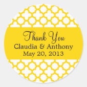 モノグラムイエロークローバーパターンありがとうありがとう ラウンドシール (正面)