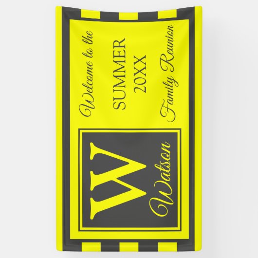 モノグラムイエローグレーストライプ懇親会サマーファミリー 横断幕 (縦)