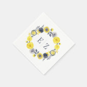 モノグラムイエローグレーボホフローラリース結婚ズ スタンダードカクテルナプキン (角)