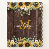 モノグラムイエローサンフラワーブラウン木レシピ本 ノートブック (裏面)