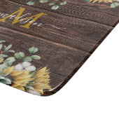 モノグラムイエローサンフラワーユーカリプトゥスブラウンウッド カッティングボード (角)