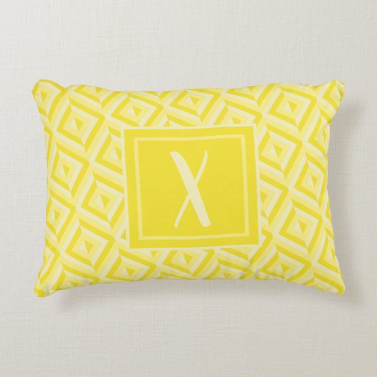 モノグラムイエロースリートーンダイヤモンドパターン アクセントクッション (正面)