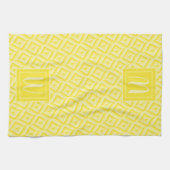 モノグラムイエロースリートーンダイヤモンドパターン キッチンタオル (横)