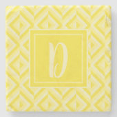 モノグラムイエロースリートーンダイヤモンドパターン ストーンコースター (正面)