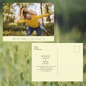 モノグラムイエローフォトウェディング日付を保存 ポストカード