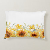 モノグラムイエローフラワーヒマワリフローラ植物学 アクセントクッション (裏面)
