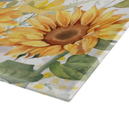 モノグラムイエローフラワーヒマワリフローラ植物学 カッティングボード (角)