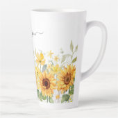 モノグラムイエローフラワーヒマワリフローラ植物学 カフェラテマグ (右)