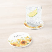 モノグラムイエローフラワーヒマワリフローラ植物学 コースター (側面)