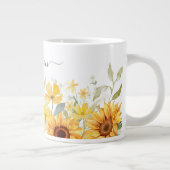 モノグラムイエローフラワーヒマワリフローラ植物学 ジャンボコーヒーマグカップ (右)