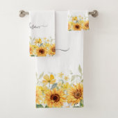モノグラムイエローフラワーヒマワリフローラ植物学 バスタオルセット (インサイチュ)
