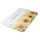 モノグラムイエローフラワーヒマワリフローラ植物学 バスマット (アングル)