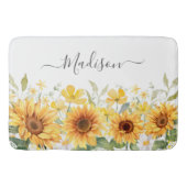 モノグラムイエローフラワーヒマワリフローラ植物学 バスマット (正面)