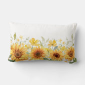 モノグラムイエローフラワーヒマワリフローラ植物学 ランバークッション (裏面)