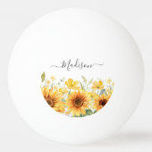 モノグラムイエローフラワーヒマワリフローラ植物学 卓球ボール (正面)