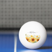 モノグラムイエローフラワーヒマワリフローラ植物学 卓球ボール (ネット)