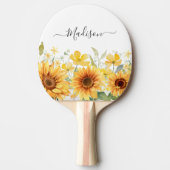 モノグラムイエローフラワーヒマワリフローラ植物学 卓球ラケット (正面)
