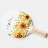 モノグラムイエローフラワーヒマワリフローラ植物学 卓球ラケット (横)
