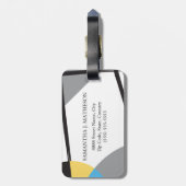 モノグラムイエローブルーブラック抽象芸術シェイプアート ラゲッジタグ (裏面縦)