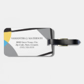 モノグラムイエローブルーブラック抽象芸術シェイプアート ラゲッジタグ (裏面横)