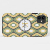 モノグラムイカットダイヤモンドパターンセージ黄色 Case-Mate iPhoneケース (裏面(横))