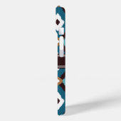 モノグラムイカットパターンブルーとブラウン Case-Mate iPhoneケース (裏面 / 左)