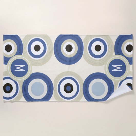 モノグラムイザードアイレトロモダンビーチタオル ビーチタオル (正面)
