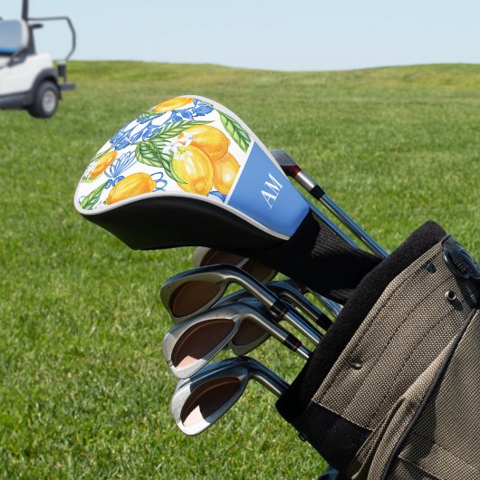 モノグラムイタリアンレモンブルータイルパターン ゴルフヘッドカバー
