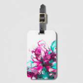 モノグラムイニシアカラフルピンク抽象芸術大理石アート ラゲッジタグ (正面縦)