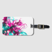 モノグラムイニシアカラフルピンク抽象芸術大理石アート ラゲッジタグ (正面横)