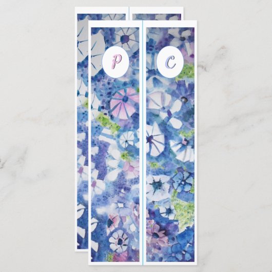 モノグラムイニシャルお洒落花2つのブックマーク (正面/裏面)