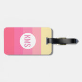 モノグラムイニシャルかわいいピンクストライプのガーリー ラゲッジタグ (裏面横)