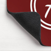 モノグラムイニシャルかわいいミニマリストレッド&ホワイト マウスパッド (コーナー)