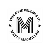 モノグラムイニシャルこの本は図書館の本に属している ラバースタンプ (インプリント)