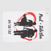 モノグラムイニシャルと名前パーソナライズされた ゴルフタオル (横)