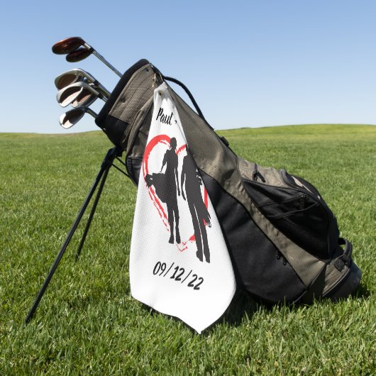 モノグラムイニシャルと名前パーソナライズされた ゴルフタオル (グリーン)